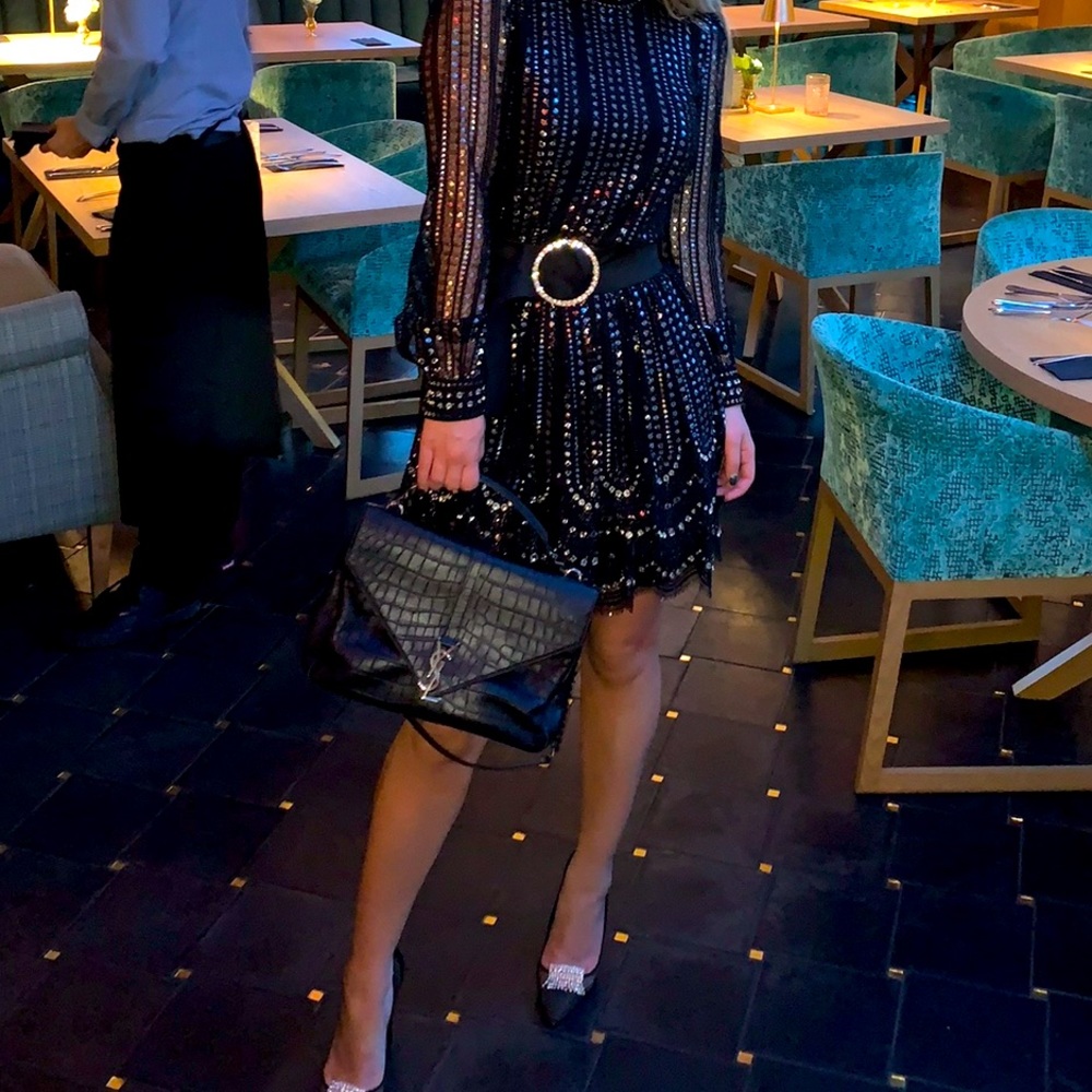 Michael Kors embellished long sleeve mini dress